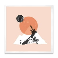 DesignArt 'Модерната минималистичка планинска месечина и сонцето' модерен врамен уметнички принт