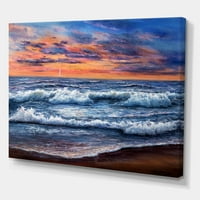 Синиот океан во зајдисонце вечер II сликарство платно уметнички принт