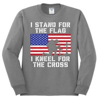 Диви Боби Јас Стојам За Знамето Клекнувам За Крстот Американа Американска Гордост Мажи Со Долги Ракави, Хедер Греј, Голем
