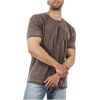 Мека маичка за кратки ракави на Yskkt, обична екипаж вратот на вратот на врвовите на џебната кошула