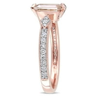 Miabellaенски карат карат октагон-манганит карат дијамант 10kt прстен за ангажман на розово злато