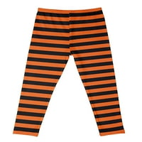 Капезе шарени хеланки еластични дното на половината Деца удобни тиква печати долги пантолони атлетски слаби панталони портокалова црна лента