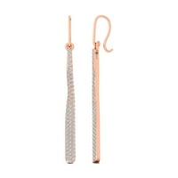 Diamond Long Straw Digring, 14K цврсто злато обетка, подарок за годишнина, минималистички обетки