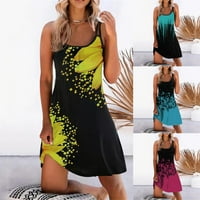 fvwitlyh црн мини фустан женски летни фустани обични шпагети каиш цветно копче надолу за замав миди фустан со џебови