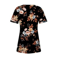 Женски Блузи Хенли Печатени Блуза Обичните Дами Мода Краток Ракав Лето ПОРТОКАЛ XL