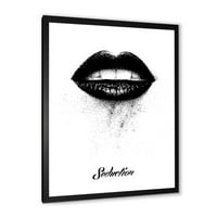 ДизајнАрт „Модерни црни женски усни“ модерни врамени уметнички печати