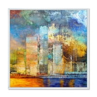 DesignArt 'Skypscrapers in Futuristic City' Modern Rramed Canvas Wall Art Print