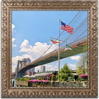 Трговска марка ликовна уметност Бруклин мост 3 платно уметност од cateyes, златна украсна рамка