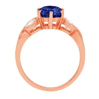 1. КТ брилијантен круг чист симулиран дијамант 18K розово злато три-камен прстен SZ 10,75