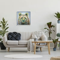 Модерна мечка Виножито крзно удари животни и инсекти сликање бело врамен уметнички печатен wallид уметност