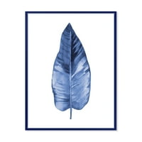 DesignArt 'Акварел на сина лисја на бела позадина' Традиционално врамено платно wallидно печатење