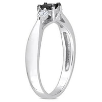 Карат Т.В. Црно-бел дијамант со црно-бел дијамант 10kt бело злато со 3-камен ветувачки прстен