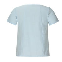 Деколте за деколте на женските врвови лето, модна слива Босом печати тунични кошули лабави слатки маички памучни постелнини