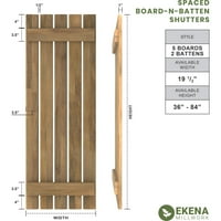 Ekena Millwork 1 2 W 38 H Americraft Пет табла Екстериер вистинско дрво распоредено од табла-n-batten ролетни, Мос Грин