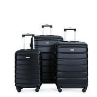 Куфер за багаж со лесен за проширување со тркала за вртење, заклучување на TSA, сет од 3 парчиња - црно