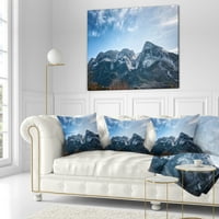 DesignArt Зимски планини со одблесок на сонце - пејзаж печатена перница за фрлање - 18x18