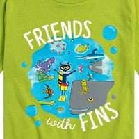 Пит мачката - Пријатели со перки - графичка маица за кратки ракави за деца и млади