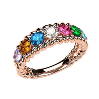 Нана јаже Мајка прстен 1- Избрани симулирани родилни камења, возрасни женски розови злато позлатена големина11-камен9