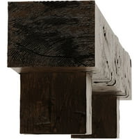 Ekena Millwork 4 H 8 D 60 W HAND HEWN FAU WOOD CAMENPLE MANTEL KIT W ALAMO CORBELS, PREMIUM ADED