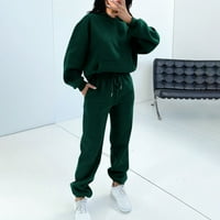 Dianli Fashion Womens Cute Comfy Comfy Pullover џемпер врвови и еластични влечења на џогери поставени долги ракави женски поставуваат