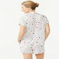 Topенски пижами со пижами на радоспун, сет и шорцеви, 2 парчиња, големини S до 3x