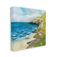 Студената индустрија плажа залив и карпа апстрактни бранови сина зелена сликарска слика платно wallидна уметност дизајн од etteанет Вертентес, 24 24