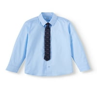 Wonder Nation Boys 4- & Husky Fresty Vest Set со кошула со долги ракави, елек, слаби вратоврска и панталони за фустани, сет