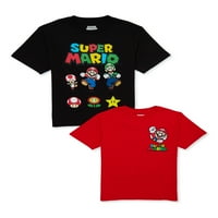 Супер Марио Бојс Марио и Пријатели Графички маици, 2-пакувања, големини 4-18
