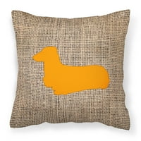 Богатствата на каролина Bb1078-BL-ИЛИ-PW Dachshund Burlap И Портокал Платно Ткаенина Декоративна Перница BB1078, 14Hx14W