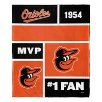 Baltimore Orioles MLB Colorblock Персонализирано ќебе за фрлање свилен допир