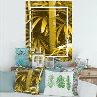 Тропски лисја и жолто бамбус сликање платно уметнички принт