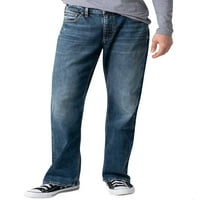 Сребрен фармерки копродукции за машка Зак Опуштена се вклопуваат фармерки со права нозе, големини на половината 28-44
