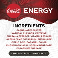 Кока-нула Енергија на шеќер, енергетски пијалоци со ароматии на кока-кола со витамин Б6, витамин Б & Гуарана, мг кофеин, ФЛ