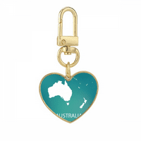 Австралија Океанија Континент Преглед Мапа Злато Срце Приврзок Метал Држач За Клучеви