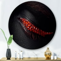 DesignArt 'Убава црна кожа женско око со модерна метална wallидна уметност на црвени дијаманти - диск од 29