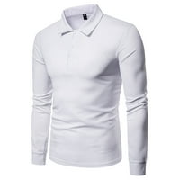 Кошули за Вежбање За Мажи Мода Секојдневен Врат Со Долги Ракави Цврста Блуза Маица Бела XL
