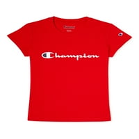Шампион девојки Класичен скрипта Краток ракав графичка маица, големини 2T-6x