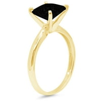3цт принцеза сече црна природна они 14к жолто злато годишнина ангажман прстен големина 7.75