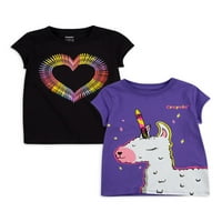 Графички маици на Крејола и мали девојчиња, 2-пакувања, големини 2T-6x