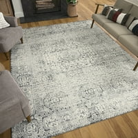 Традиционална област килим ориентална сива, сива дневна соба лесна за чистење