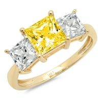2.62 кт принцеза сече жолта симулирани дијамант 18к жолто злато годишнината ангажман камен прстен големина 8.75