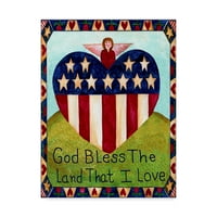 Трговска марка ликовна уметност „Бог да ја благослови земјата што ја сакам градинарското знаме“ платно уметност од Шерил Бартли