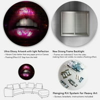 DesignArt „Детали за пикселираната розова жена усни“ модерна метална wallидна уметност - диск од 29