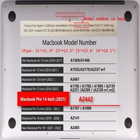 Каишек Хард Случај Школка Покритие Компатибилен MacBook Pro 14 А & А М1, Црвена серија 0200