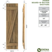 Ekena Millwork 14 W 68 H Americraft Четири надворешни работи на Одборот Реал Вуд се приклучи на одборот-n-batten ролетни w z-bar, термичка зелена боја