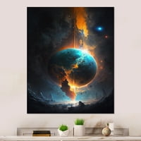 DesignArt Deep Space Planet Fusion V Canvas Wallидна уметност