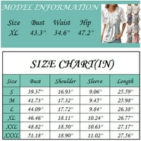 амуса Женска Мода Секојдневен Лабава Чипка Краток Ракав Печатени Плисирани Маица Врвот