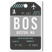 Студиото Винвуд Студио и Скилинис wallидни уметности ПАНВИ ПЕНТИ 'Бостон багаж ознака' градови во САД - сива, сина