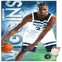 Trends International NBA Minnesota Timberwolves - Andrew Wiggins Wall Poster 14.725 22.375 Premium Poster & Mount Bundle