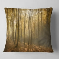 Дизајн, густа зелена есенска шума со магла - шума фрлање перница - 16x16